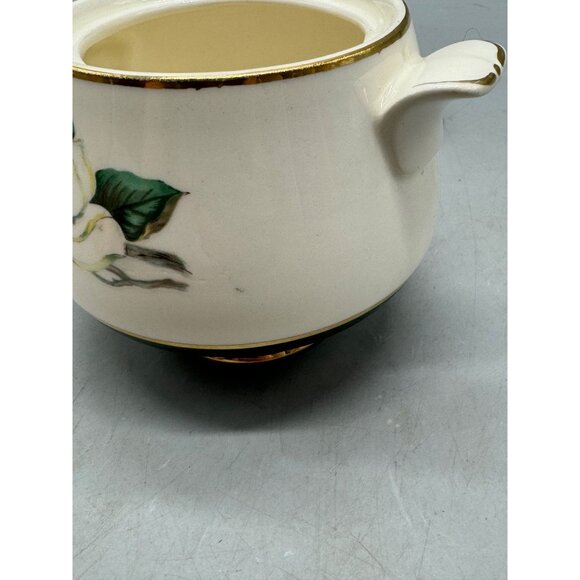 Vintage Cavalier egg shell Homer laughlin Porcelain Sugar Bowl Lid Magnolia READ - Picture 10 of 12